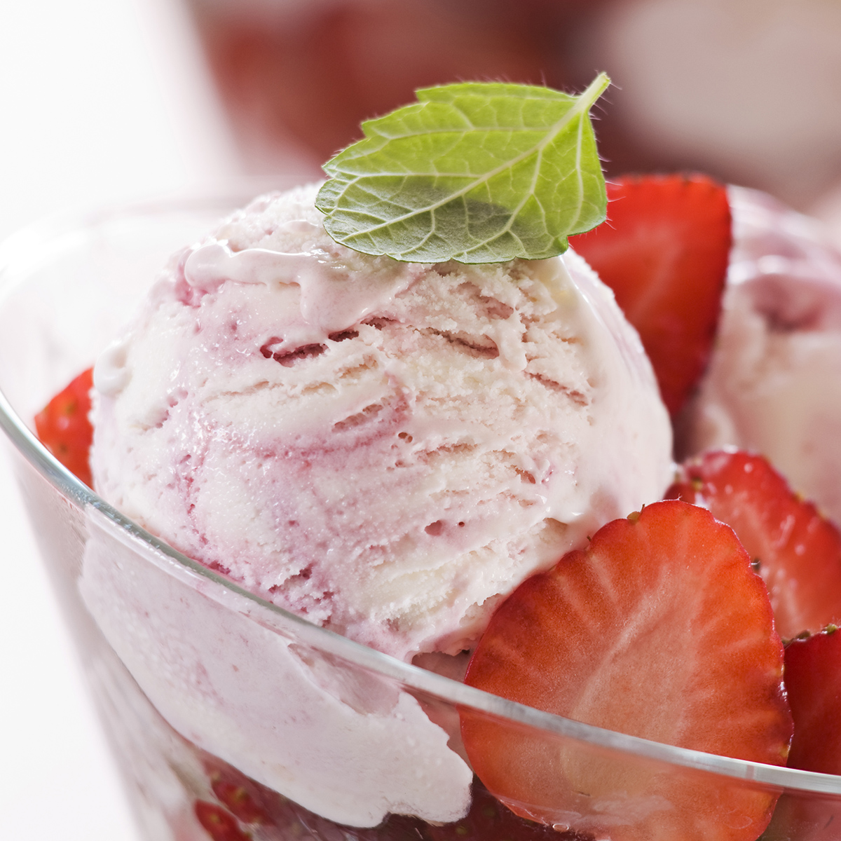 Fresh strawberry ice cream close up shoot