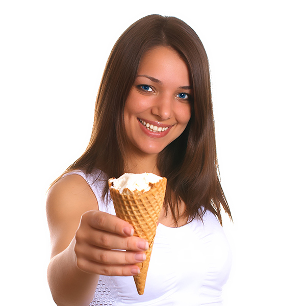 Photo of the young woman with ice cream
